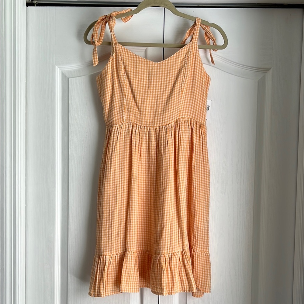 Old Navy Orange Gingham Mini Dress